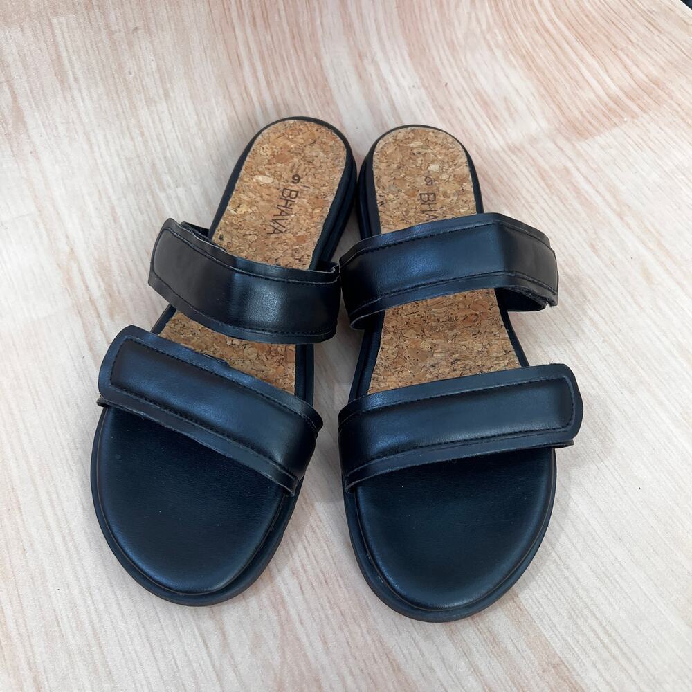 Bhava Vegan Leather Casual Sandal in Black Size 5